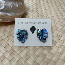 Load image into Gallery viewer, monstera stud earrings (abalone)
