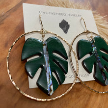 Load image into Gallery viewer, Monstera hoops (Green Wood)
