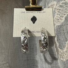 Load image into Gallery viewer, Sterling silver floral hoops
