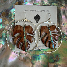 Load image into Gallery viewer, Monstera hoops (abalone/leopard wood)
