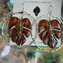 Load image into Gallery viewer, Monstera hoops (abalone/leopard wood)
