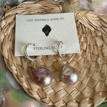 Load image into Gallery viewer, Pink edison pearl huggies
