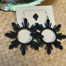 Load image into Gallery viewer, Sun earrings with 14k gold filled ear wire (matte black)
