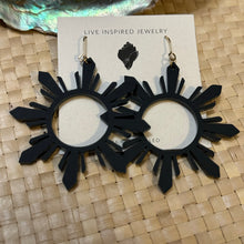 Load image into Gallery viewer, Sun earrings with 14k gold filled ear wire (matte black)
