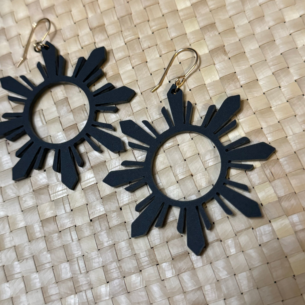 Sun earrings with 14k gold filled ear wire (matte black)