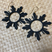 Load image into Gallery viewer, Sun earrings with 14k gold filled ear wire (matte black)
