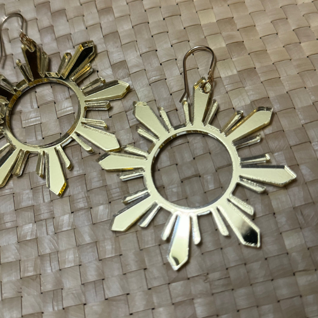 Sun earrings with 14k gold filled ear wire (gold)