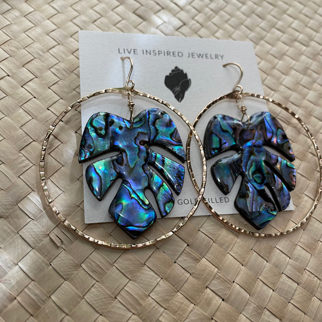 Monstera hoops (blue abalone)