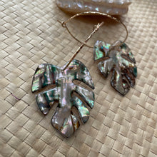 Load image into Gallery viewer, Monstera hoops (Mexican abalone)
