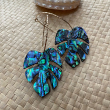 Load image into Gallery viewer, Monstera hoops (blue abalone)
