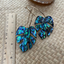 Load image into Gallery viewer, Monstera hoops (blue abalone)
