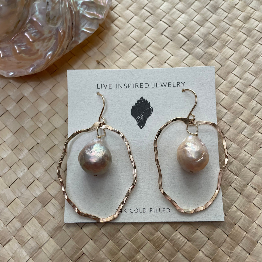 Archipelago asymmetrical pearl hoops