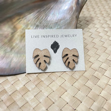 Load image into Gallery viewer, monstera stud earrings (white/maple)

