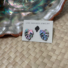 Load image into Gallery viewer, rainbow shell monstera studs
