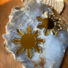 Load image into Gallery viewer, Sun earrings with 14k gold filled ear wire (gold)
