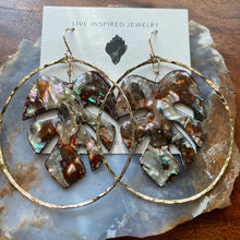 Load image into Gallery viewer, Monstera hoops (Mexican abalone)
