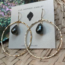 Load image into Gallery viewer, Tahitian Pearl Hoop Earrings
