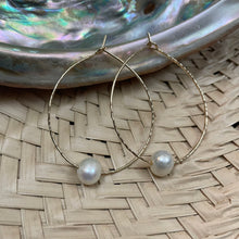 Load image into Gallery viewer, White Pearl hoops
