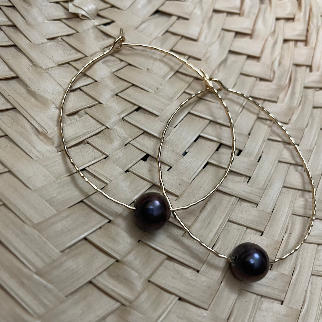 Purple Pearl Hoops