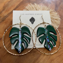 Load image into Gallery viewer, Monstera hoops (Green Wood)
