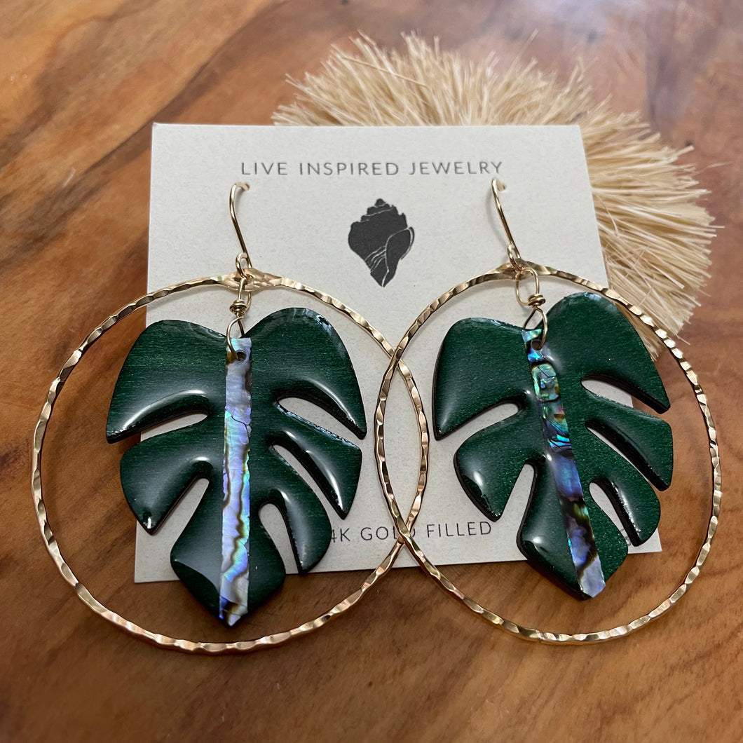 Monstera hoops (Green Wood)