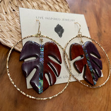 Load image into Gallery viewer, Monstera hoops (padauk/purple wood)
