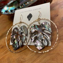 Load image into Gallery viewer, Monstera hoops (Mexican abalone)
