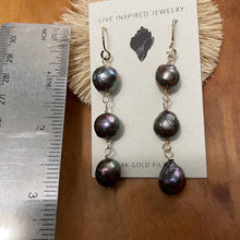 Load image into Gallery viewer, triple edison pearl earrings
