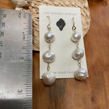Load image into Gallery viewer, triple edison pearl earrings

